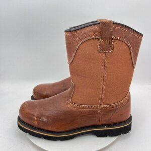 Brahma Bay Men Size 14W ASTM-F2413-11 Brown Leather Steel Toe Pull On Work Boot